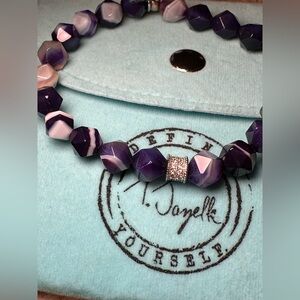 Purple Beaded Necklace with Silver Accent
